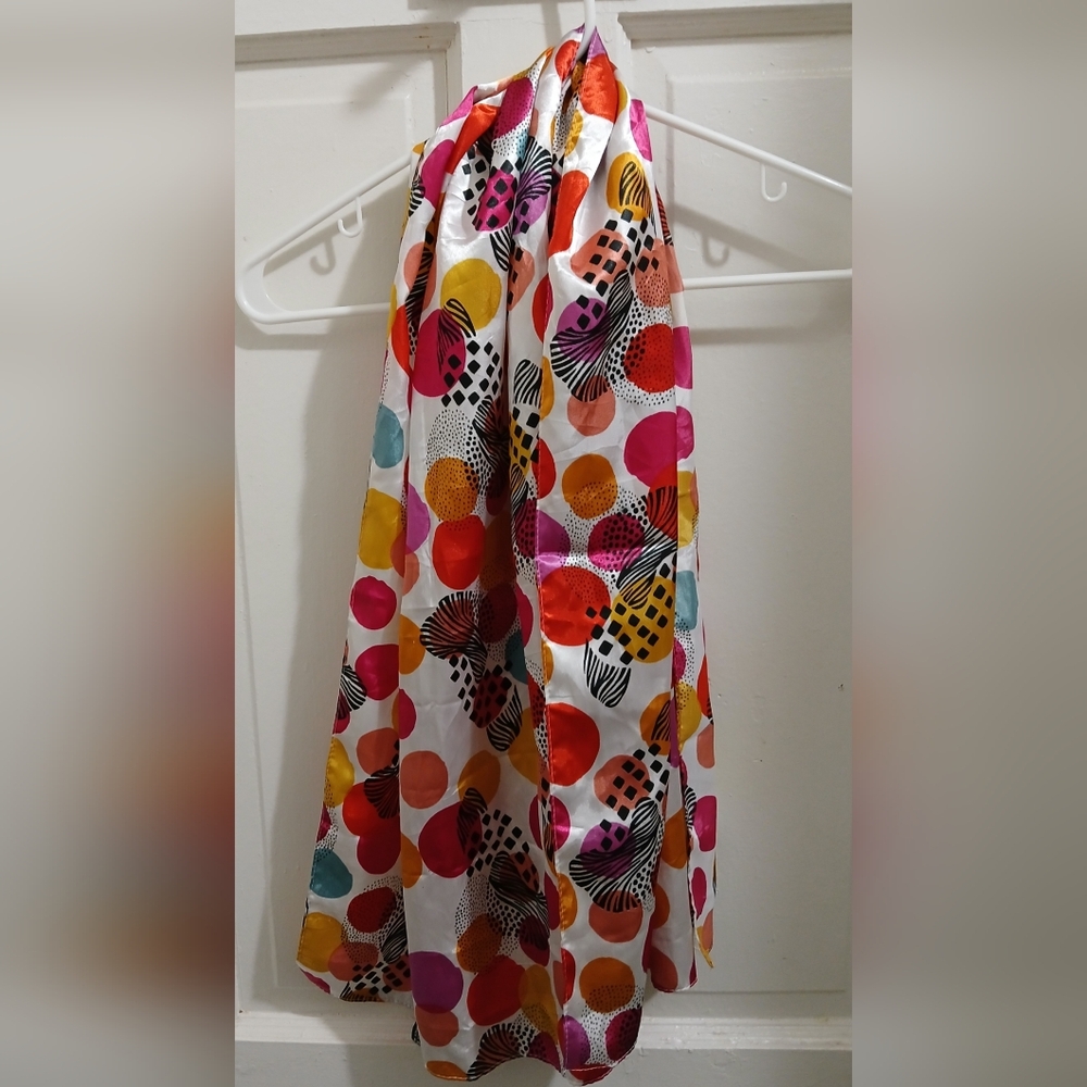 Colorful Polka Dot/ Abstract Floral Scarf